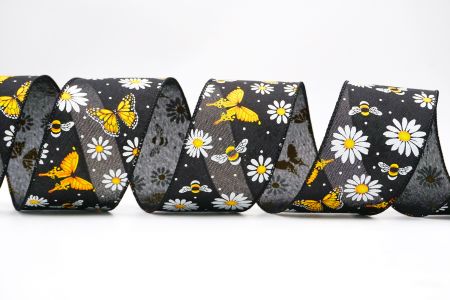 Весняний квітковий колекційний стрічка з бджолами_KF7566GC-53-53_чорний
